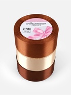 Атласная лента, набор 3 шт., 40 мм, 23±1 м, коричневая, бежевая - Фото 4