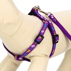 Комплект "Цветные следы", поводок 120 х 1 см, ОГ 23-35 см, фиолетовый - Фото 3