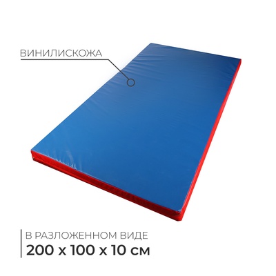 Мат, 200×100×10 см, цвет синий/красный