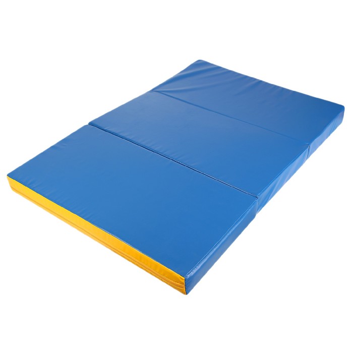 Мат, 100x150x10 см, 2 сложения, цвет синий/жёлтый - фото 1909838381