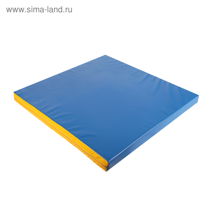 Мат 100 х 100 х 8 см, винилискожа, цвет синий/жёлтый - Фото 1