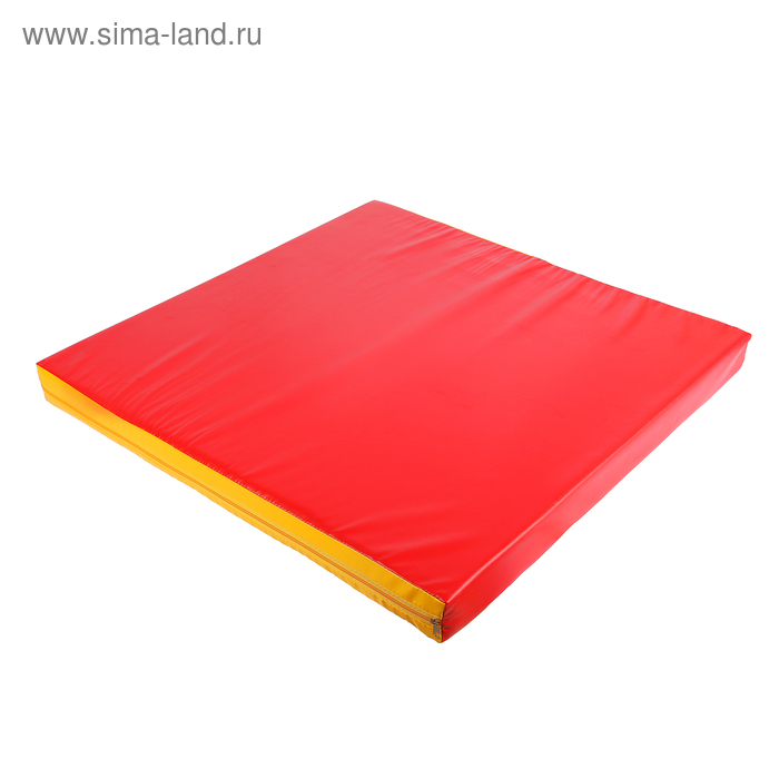 Мат 100 х 100 х 8 см, винилискожа, цвет красный/жёлтый - Фото 1