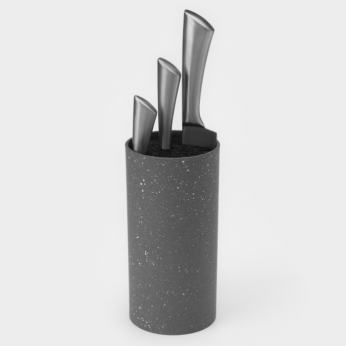 Подставка для ножей с наполнителем Доляна «Серый гранит», 11×11×22 см, цвет серый - фото 1906907720