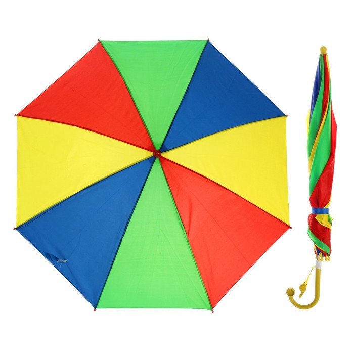 Зонт-трость «Радуга», полуавтоматический, со свистком, R=38см, цвета МИКС - фото 1905458436