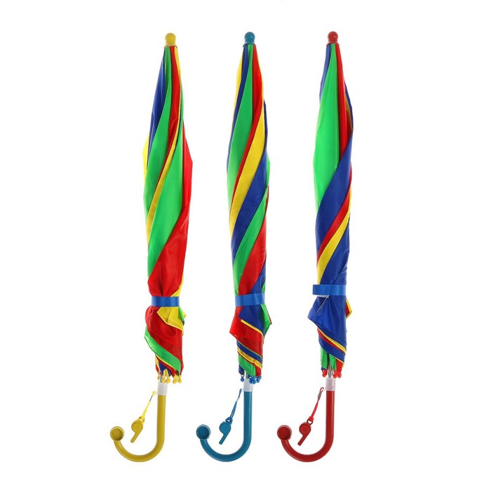 Зонт-трость «Радуга», полуавтоматический, со свистком, R=38см, цвета МИКС - фото 1905458437