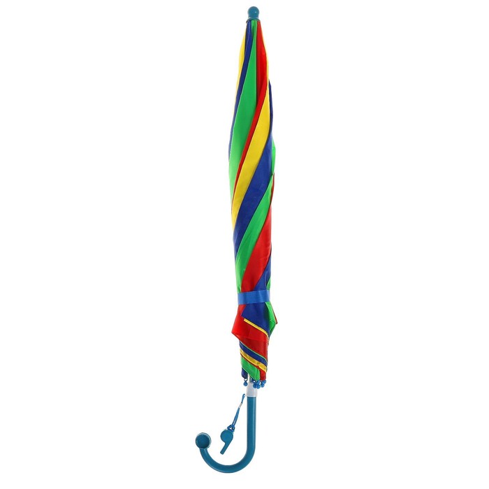 Зонт-трость «Радуга», полуавтоматический, со свистком, R=38см, цвета МИКС - фото 1883351584