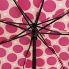 Зонт механический «Крупный горошек», прорезиненная ручка, 3 сложения, 8 спиц, R = 49 см, цвет малиновый - Фото 3