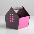 Деревянный ящик‒домик серо‒розовый, 15 × 16.5 × 18.5 см - Фото 2