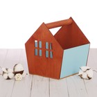 Деревянный ящик‒домик коричнево‒голубой, 15 × 16.5 × 18.5 см - Фото 2