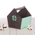 Деревянный ящик‒домик серо‒зелёный, 15 × 16.5 × 18.5 см - Фото 2