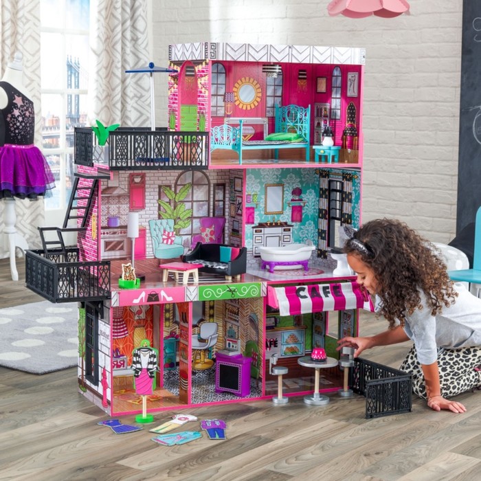 Домик кукольный KidKraft «Бруклинский Лофт», трёхэтажный, с мебелью