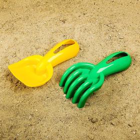 Набор для песочницы, совок и грабли с отверстием, цвета МИКС Ош