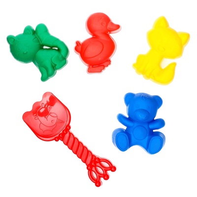 Набор игрушек для песочницы: 4 формочки, совок с короной, МИКС