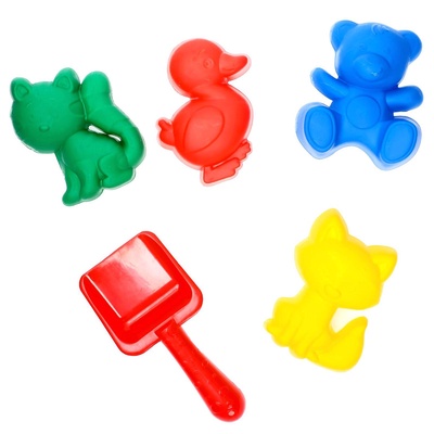 Набор игрушек для песочницы: 4 формочки, совок с короной, МИКС