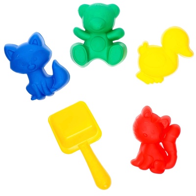 Набор игрушек для песочницы: 4 формочки, совок с короной, МИКС