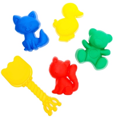 Набор игрушек для песочницы: 4 формочки, совок с короной, МИКС