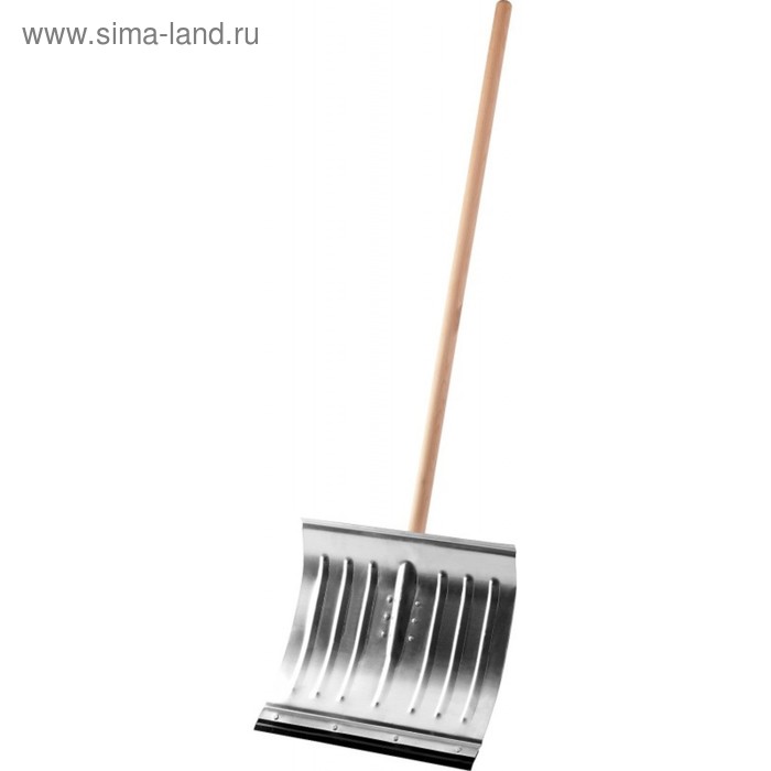Лопата алюминиевая, ковш 428 × 350 мм, с металлической планкой, деревянный черенок - Фото 1