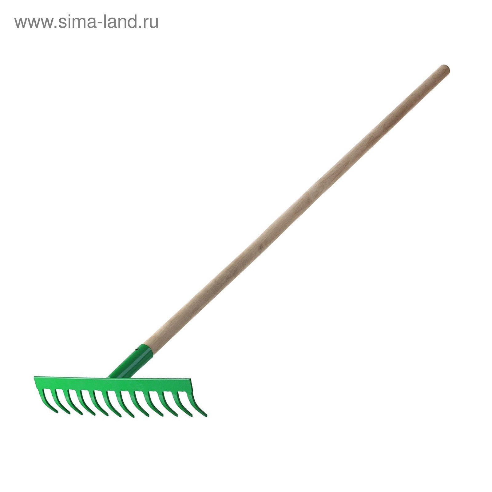 Грабли прямые, прямой зуб, 12 зубцов, металл, деревянный черенок ...