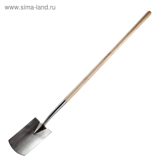 Лопата штыковая, прямоугольная, L = 147 см, из нержавеющей стали, деревянный черенок, «ЗУБР Профессионал» - Фото 1