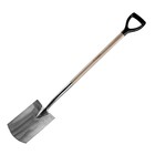 Лопата штыковая, прямоугольная, L = 120 см, из нержавеющей стали, деревянный черенок, с ручкой, «ЗУБР Профессионал» - фото 298002505