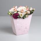 Пакет для цветов трапеция «Розовые мазки», 23 × 23 × 10 см - Фото 1