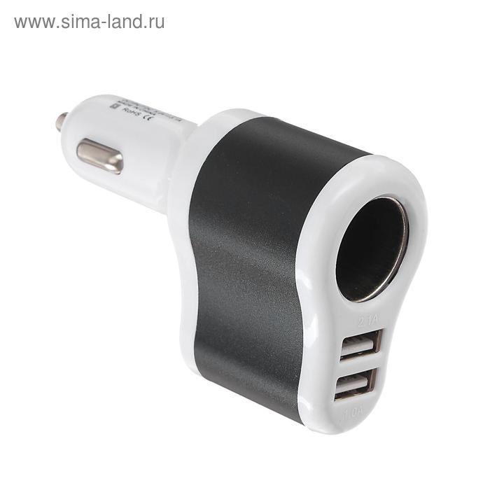 Разветвитель прикуривателя TORSO, USB 1 А / 2.1 А, 60 Вт, 12/24 В, микс - Фото 1