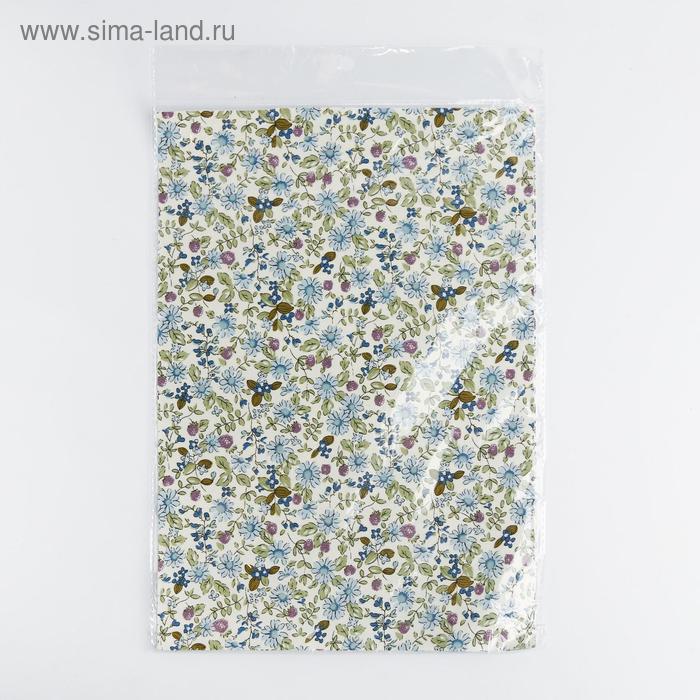 Ткань на клеевой основе «Синие цветочки», 21 х 30 см - Фото 1