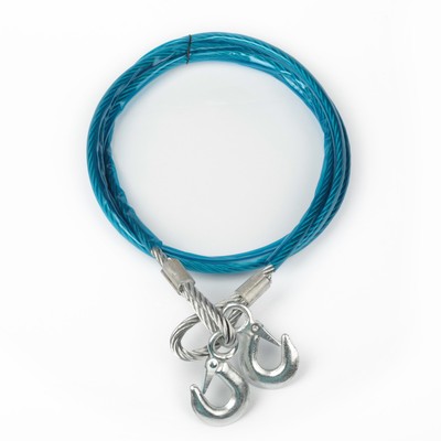 Трос буксировочный, металлический в ПВХ оплётке, 4 м, 10 тонн, 2 крюка