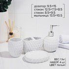 Набор аксессуаров для ванной комнаты «Камелия», 4 предмета (дозатор 450 мл, мыльница, 2 стакана), цвет белый - Фото 2