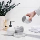 Аксессуары для ванной «Камелия», 4 предмета, дозатор 450 мл, мыльница, 2 стакана, белые - Фото 6