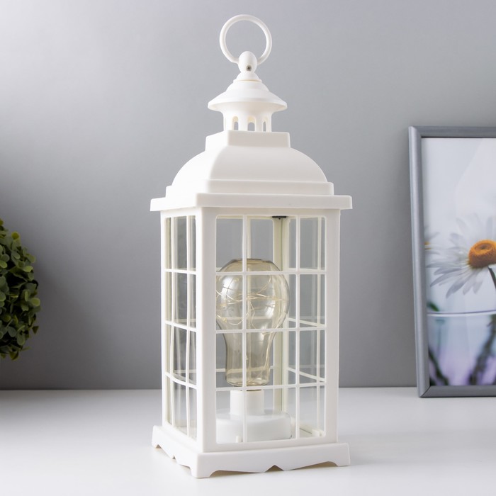 Ночник RISALUX «Фонарь и светлячки», белый, от батареек 3×ААА, 35×13.5×13.5 см - Фото 1