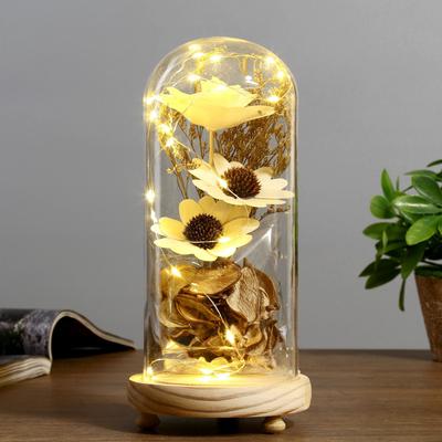 Фигурка светящаяся колба RISALUX «Букетик», LED-ночник, 3×ААА, 22.5×9.5×11 см