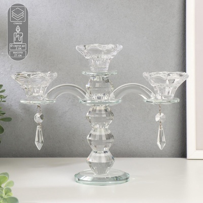 Стеклянный подсвечник на 3 свечи «Канделябр», 21×23.5×7.8 см