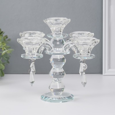 Стеклянный подсвечник на 5 свечей «Канделябр», 19×23×23 см