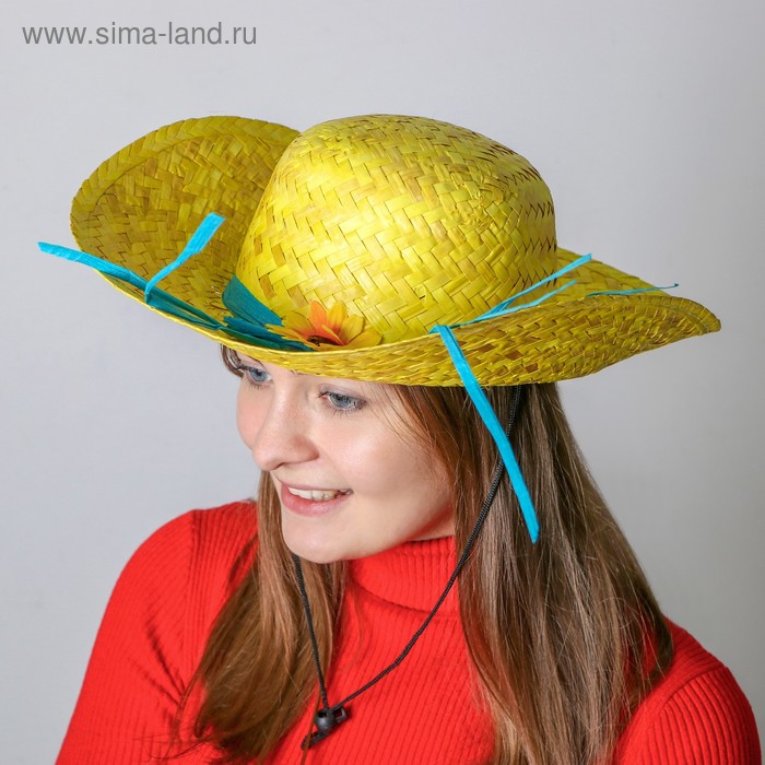 Карнавальная шляпа «Кокетка», с цветком, цвет жёлтый - Фото 1
