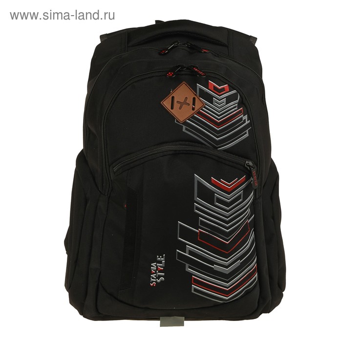 Рюкзак молодёжный Stavia 44 х 32 х 16 см, эргономичная спинка, «Стрелки», чёрный/красный - Фото 1