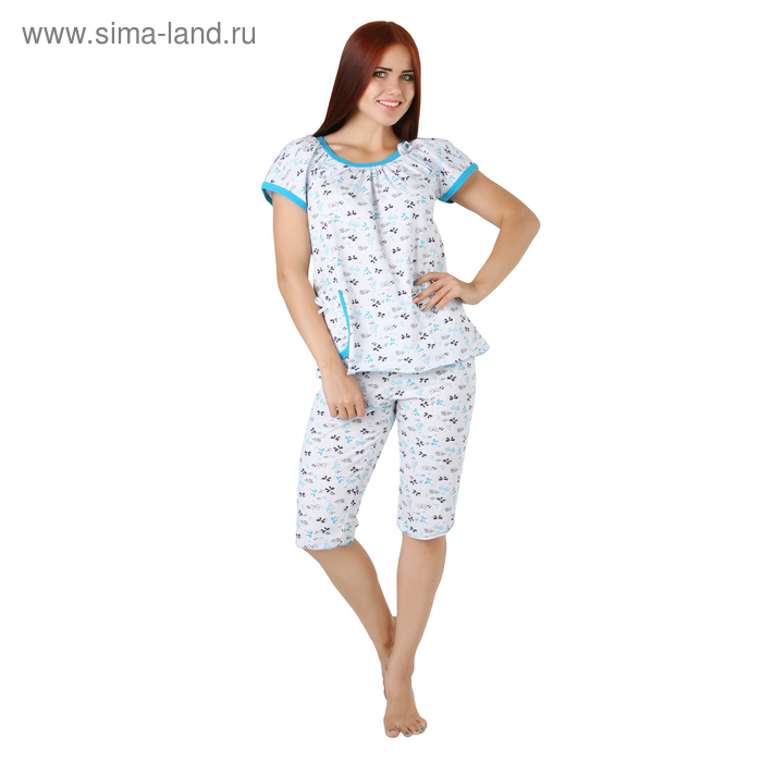 Пижама женская (футболка, бриджи) Светлана цвет белый, принт МИКС, р-р 56 - Фото 1