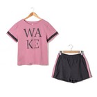 Пижама женская (футболка, шорты) Wake цвет розовый, р-р 46 - Фото 1