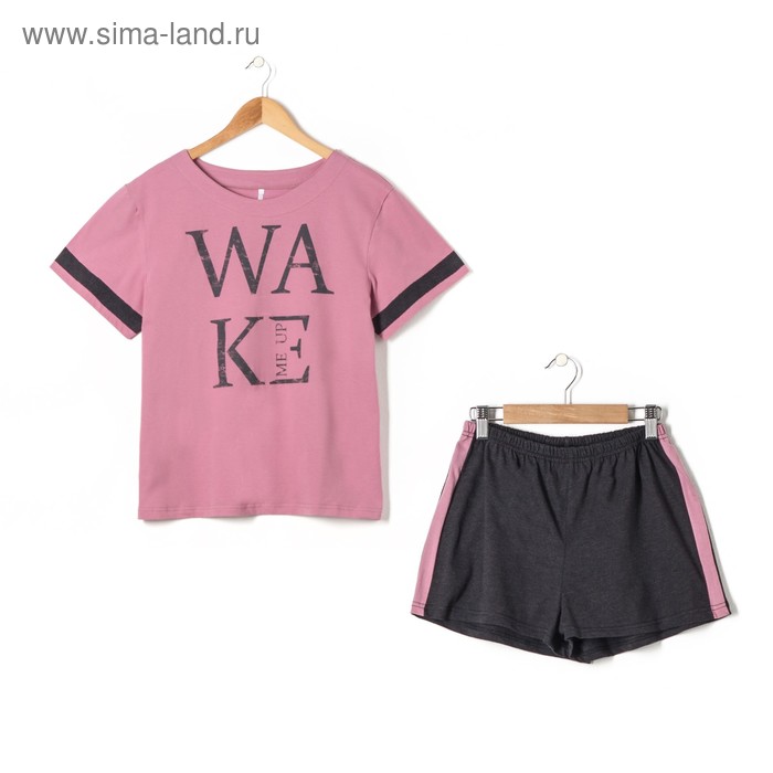 Пижама женская (футболка, шорты) Wake цвет розовый, р-р 46 - Фото 1