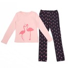 Пижама для девочки, рост 128 см, цвет розовый/серый - Фото 1