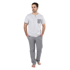 Пижама мужская (футболка, брюки) "Я для тебя" цвет серый/тёмно-синяя клетка, р-р 44 - Фото 1