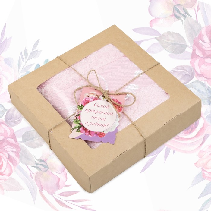Полотенце подарочное "Этель" Для женщин, нежно-розовый 70х140 см бамбук, 450 г/м² - Фото 1