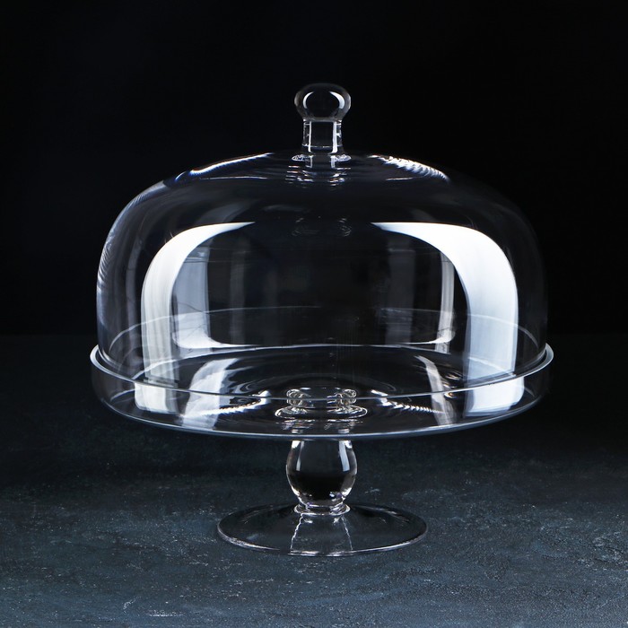 Подставка для торта на ножке со стеклянной крышкой Magistro «Лакомство», 28×28 см - Фото 1
