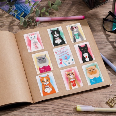 Наклейки детские «Время котиков», 11×15.5 см