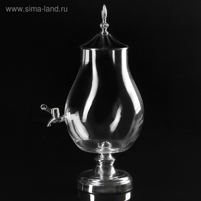 Диспенсер для напитков стеклянный «Восток», 5 л, 21×53 см, цвет серебряный - Фото 1