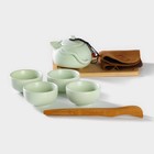 Набор для чайной церемонии керамический «Тясицу», 8 предметов: чайник 120 мл, 4 пиалы 50 мл, салфетка, щипцы, подставка - фото 4537469