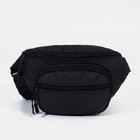 Поясная сумка на молнии, 1 отдел, 2 наружных кармана, регулируемый ремень, цвет чёрный - фото 318057755