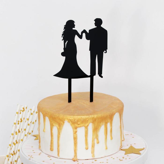 Топпер для торта «Вдвоём», 13×18 см, цвет чёрный - Фото 1