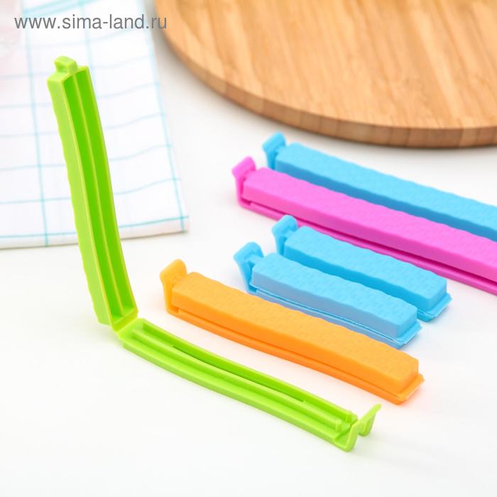 Зажимы для пакетов Доляна, 14/11/7 см, 6 шт., цвет МИКС - Фото 1