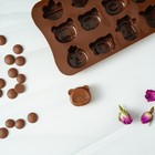 Форма для конфет и шоколада Доляна «Животные. Любовь», силикон, 20.6×10.5×1.4 см, 15 ячеек, коричневая - Фото 11